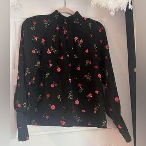 Vero Moda Blouse, black with pink flowers. Never worn